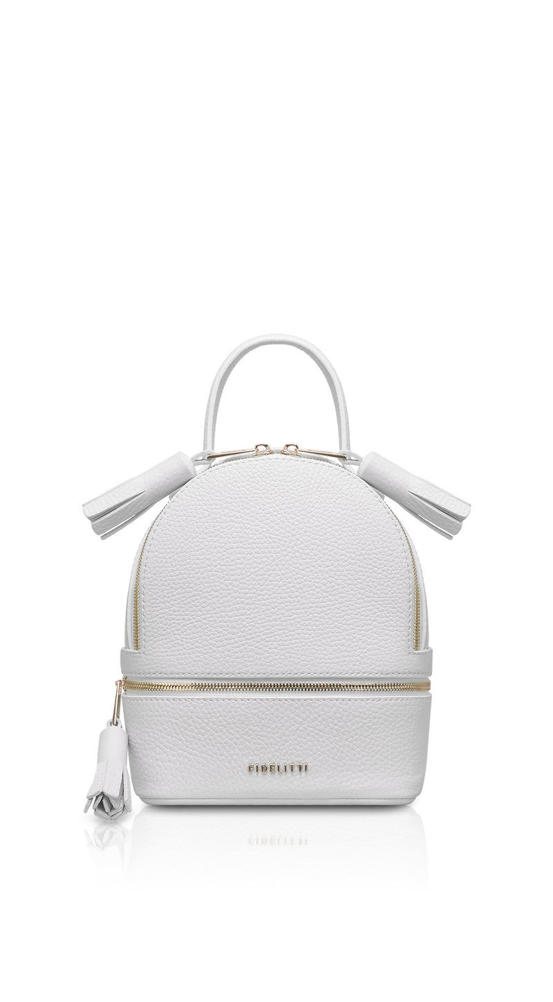 Woman Leather Backpack Lady Anne 'GO GO' Mini White