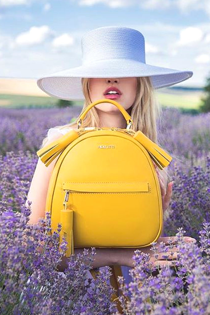 Woman Leather Backpack Lady Anne Vogue Yellow