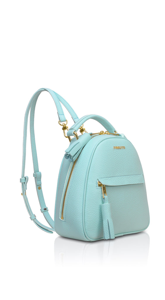 Woman Leather Backpack Lady Anne Vogue Mini Aquamarine – Ankobags Woman Leather Backpack Lady Anne Vogue Mini Aquamarine – Ankobags