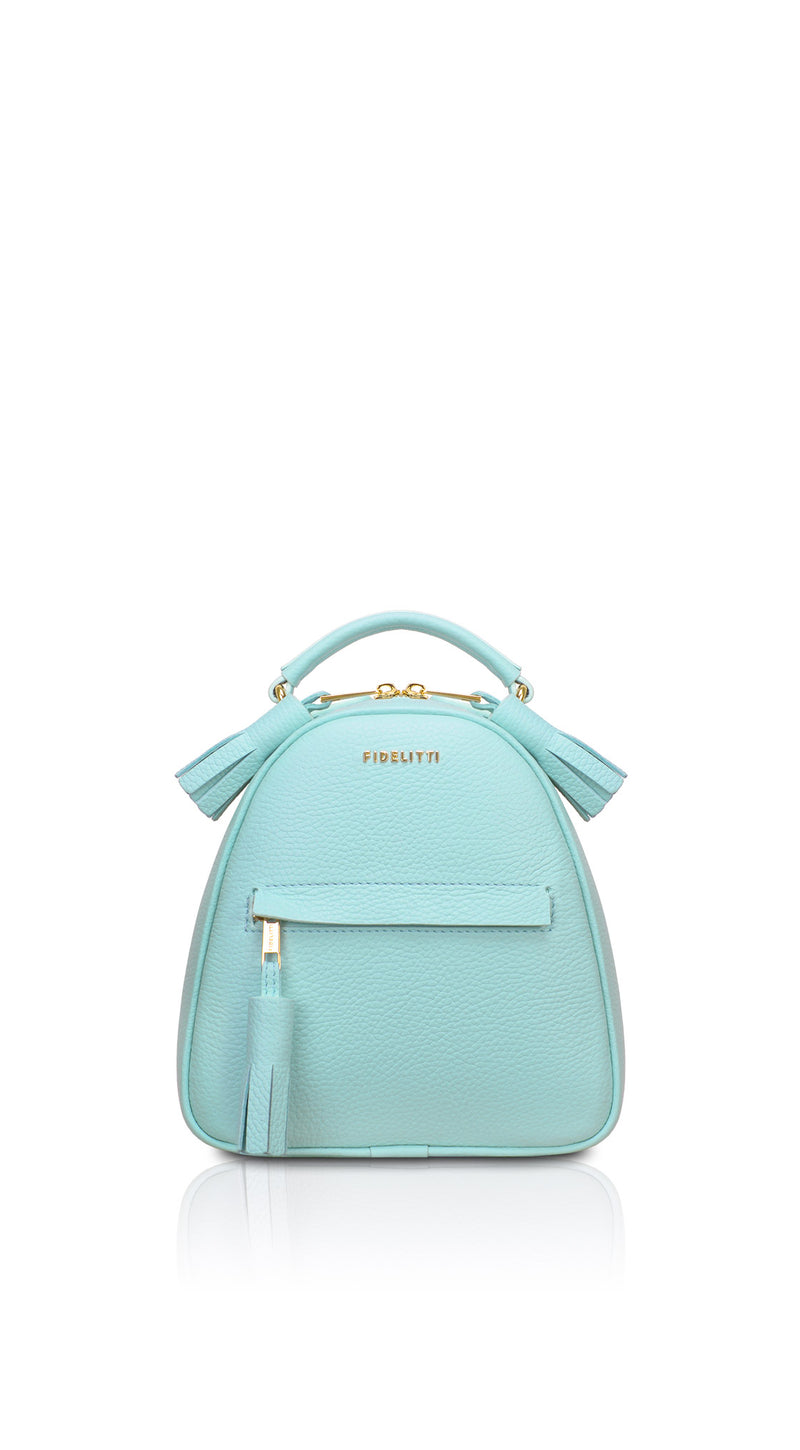 Woman Leather Backpack Lady Anne Vogue Mini Aquamarine