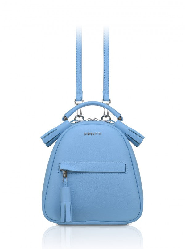 Woman Leather Backpack Lady Anne Vogue Mini Deep Sky Blue