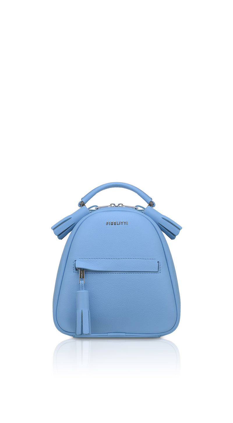 Woman Leather Backpack Lady Anne Vogue Mini Deep Sky Blue
