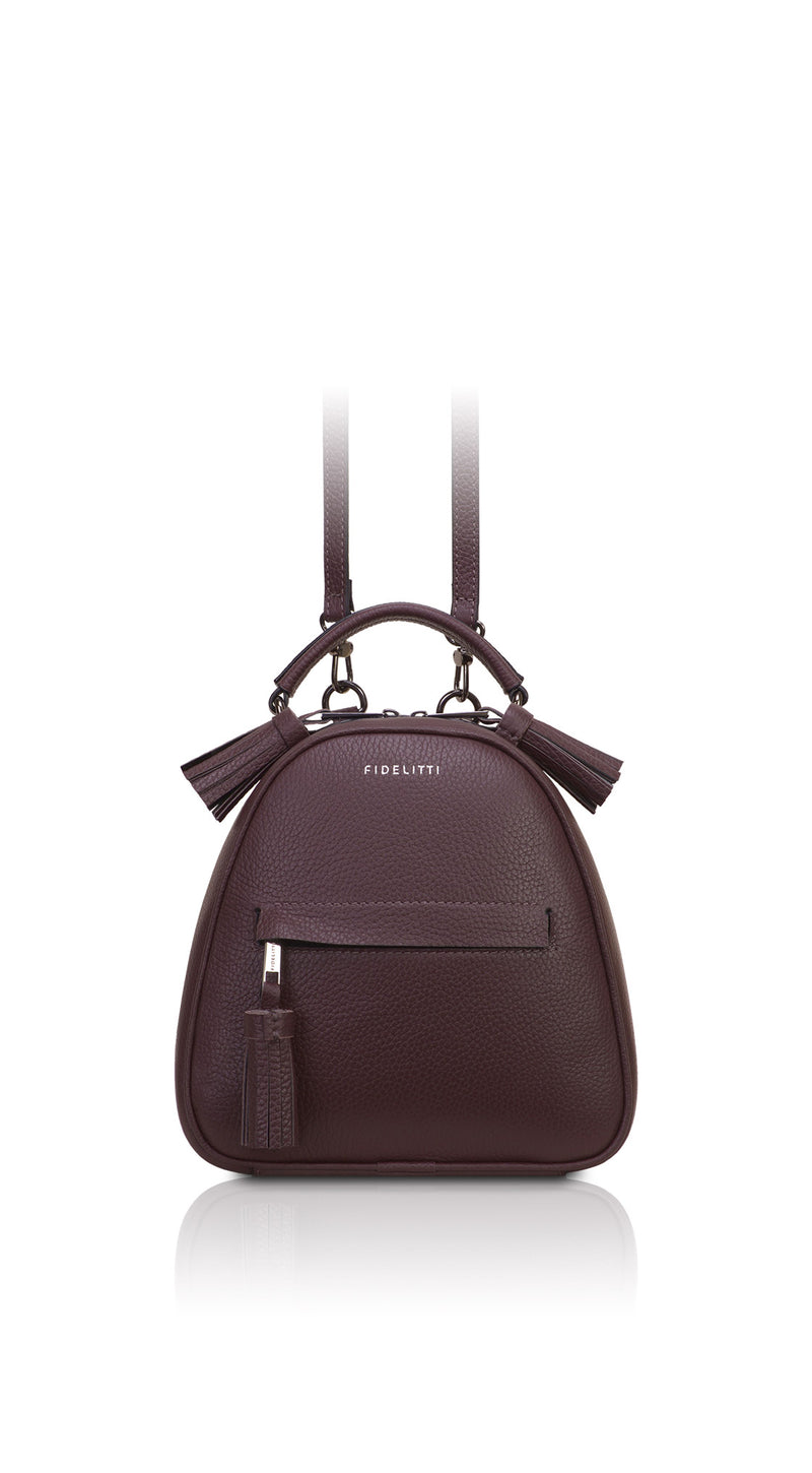Woman Leather Backpack Lady Anne Vogue Mini Maroon