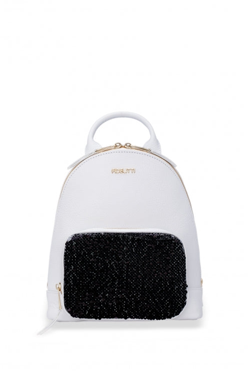Woman Leather Backpack Lili White