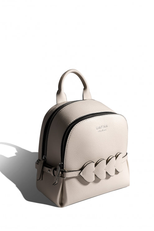 Woman Leather Backpack Lady Anne CUORE Beige