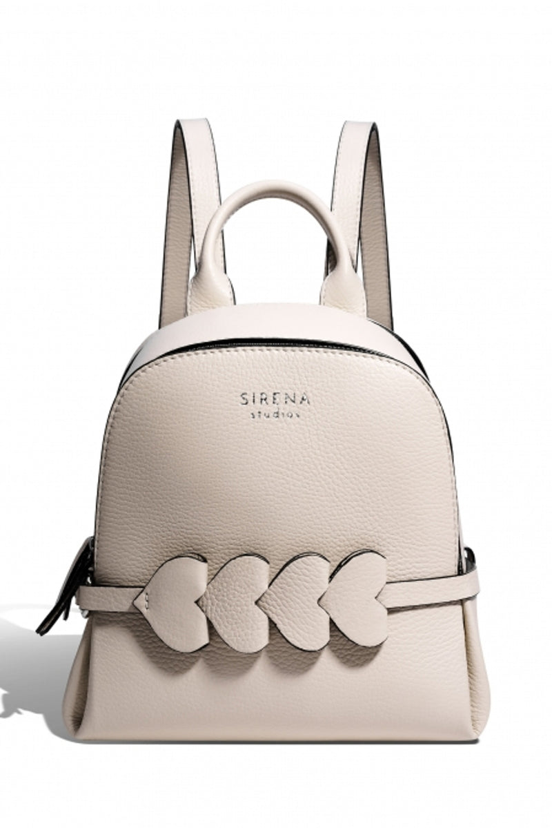 Woman Leather Backpack Lady Anne CUORE Beige