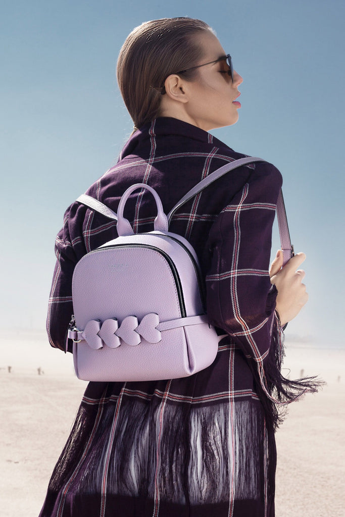 Woman Leather Backpack Lady Anne CUORE Lilac – Ankobags
