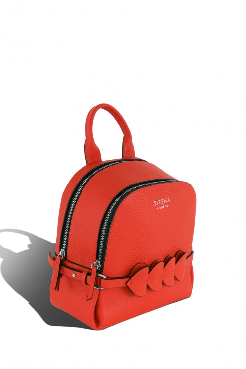 Woman Leather Backpack Lady Anne CUORE Red