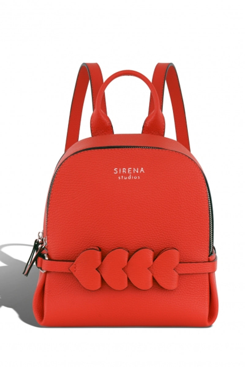 Woman Leather Backpack Lady Anne CUORE Red