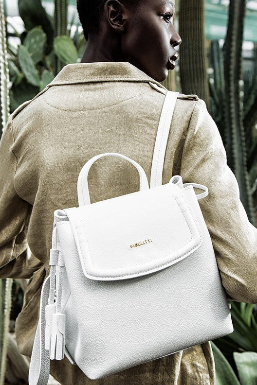 Woman Leather Backpack Lady Anne Glory White