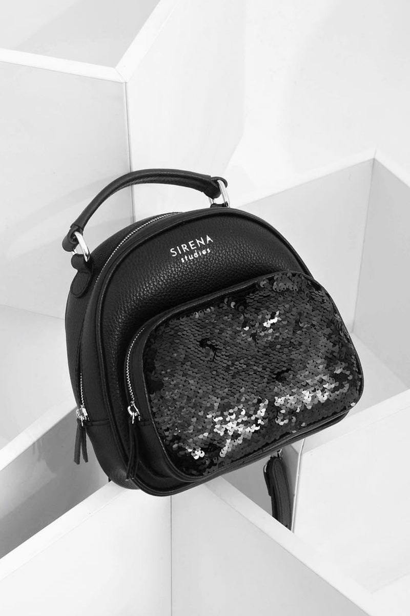 Woman Leather Backpack Lady Anne LUCIDARE Mini Black