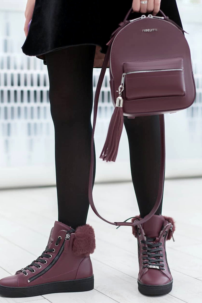 Woman Leather Backpack Lady Anne Prime Blue Violet