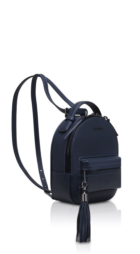 blue backpack leather straps Woman Leather Backpack Lady Anne Prime Blue – Ankobags