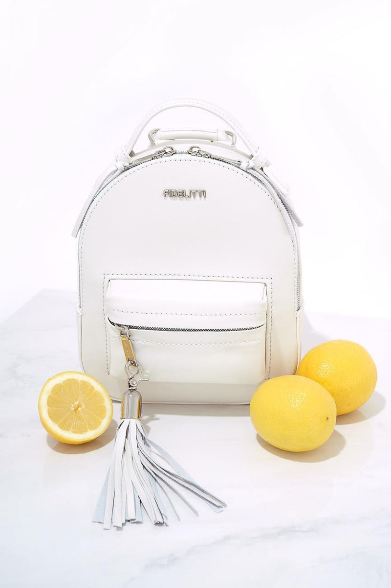 Woman Leather Backpack Lady Anne Prime White