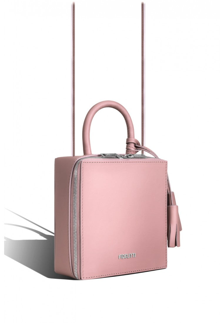 Woman Leather Crossbody Bag Lady Anne Cube Pink