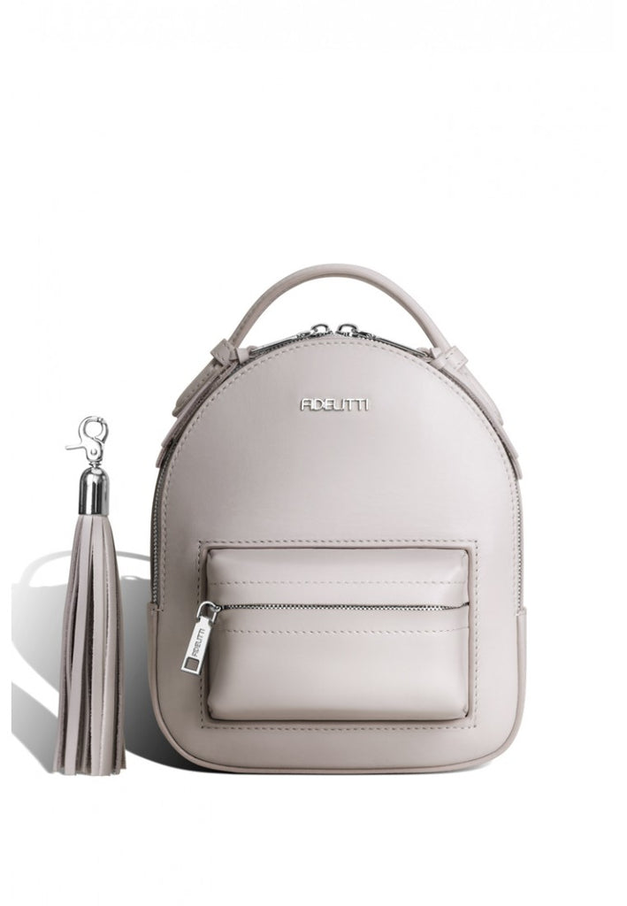 cream grey leather backpack Woman Leather Backpack Lady Anne Prime Light Beige