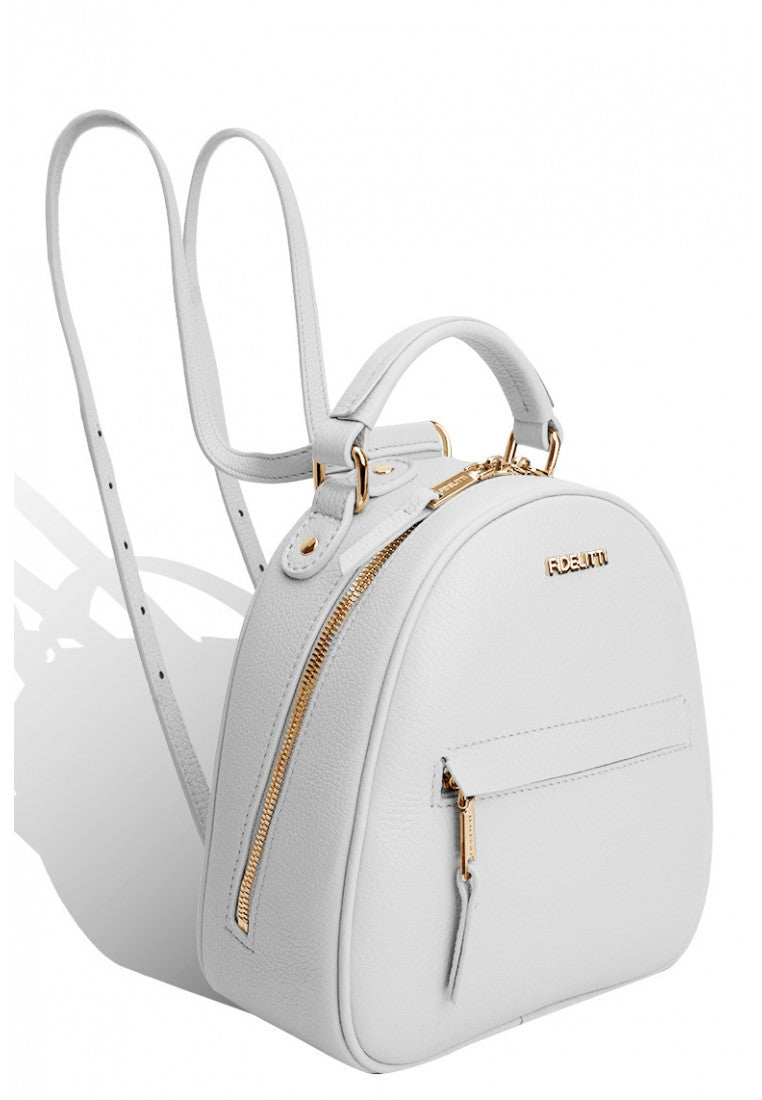 Woman Leather Backpack Lady Anne Vogue Mini White