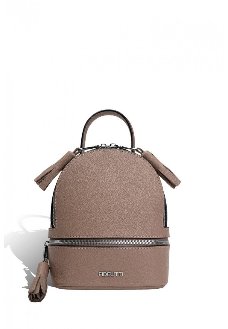 Woman Leather Backpack Lady Anne 'GO GO' Mini Beige