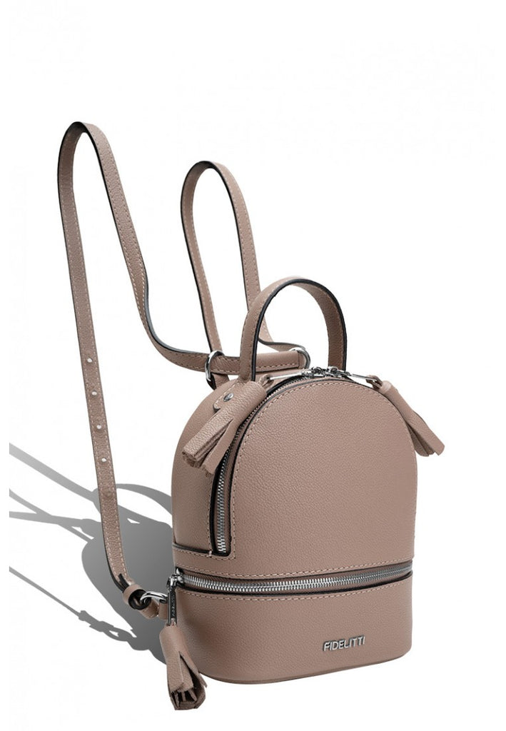 Woman Leather Backpack Lady Anne 'GO GO' Mini Beige