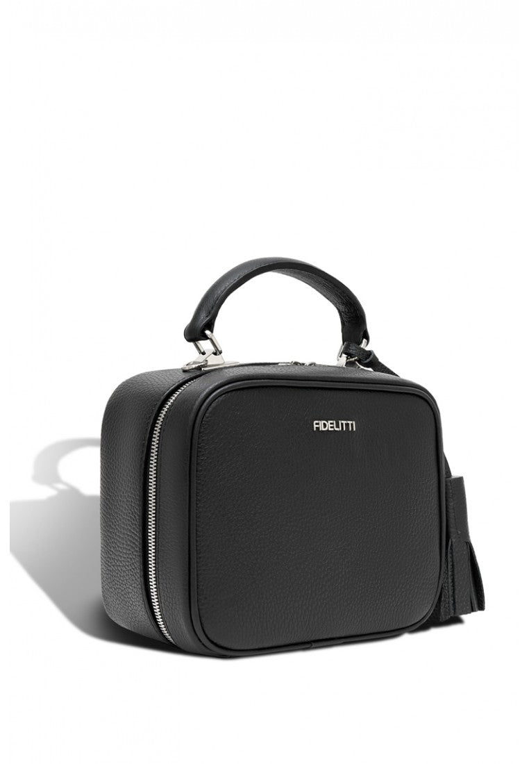 Woman Leather Bag Lady Anne BonBon Black Woman Silver Zipper