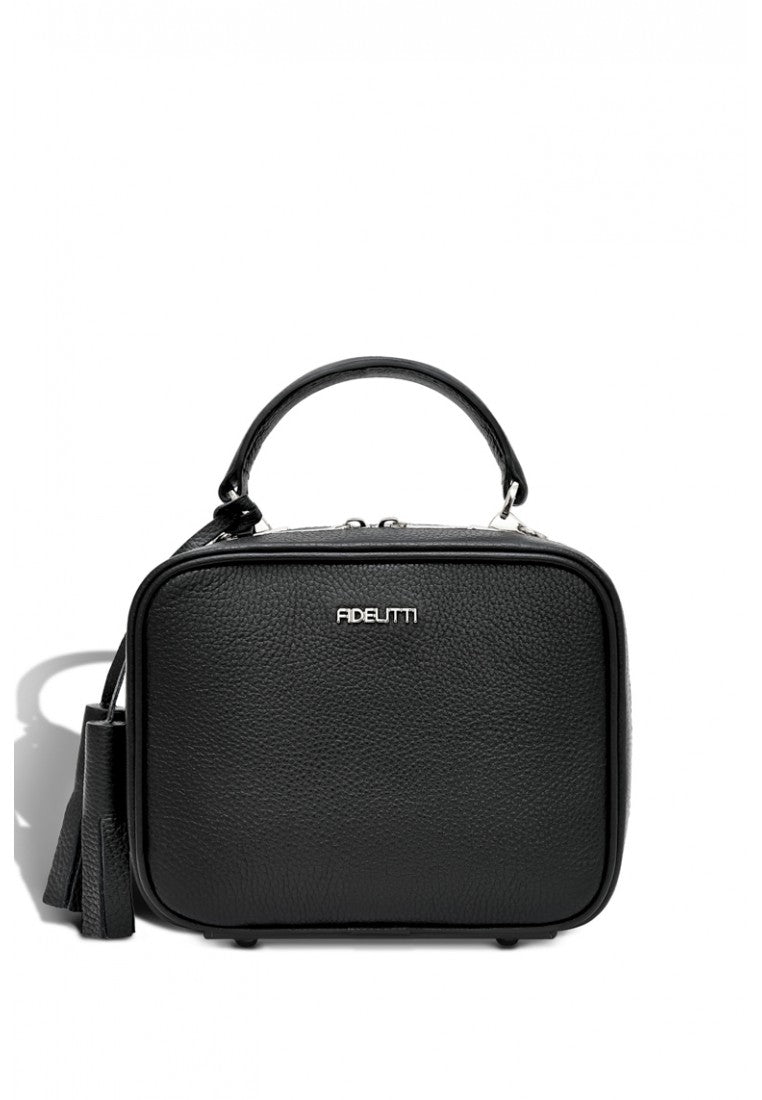 Woman Leather Bag Lady Anne BonBon Black Woman Silver Zipper