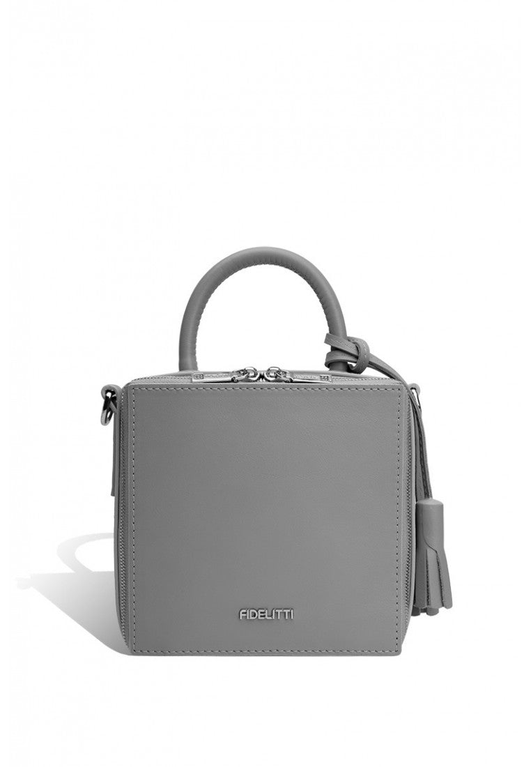 Woman Leather Crossbody Bag Lady Anne Cube Grey