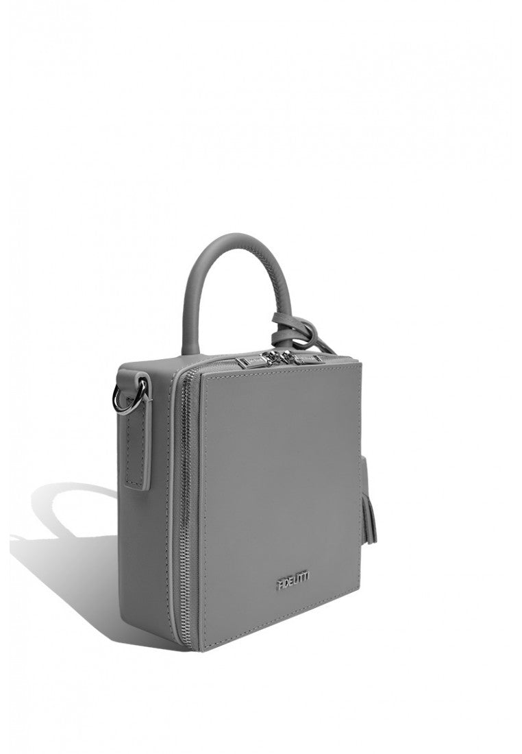 Woman Leather Crossbody Bag Lady Anne Cube Grey