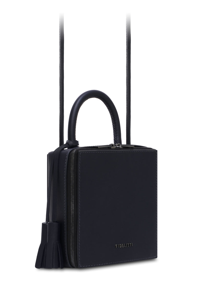 Woman Leather Crossbody Bag Lady Anne Cube Dark Slate Blue