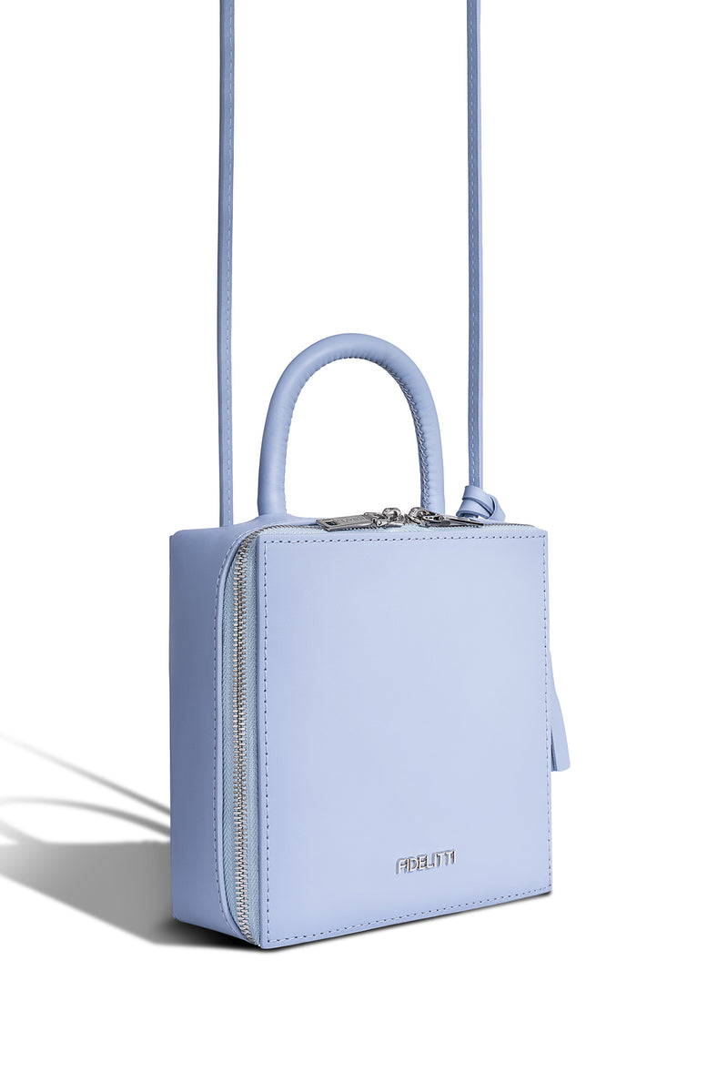 Woman Leather Cross Body Bag Lady Anne Cube Lightblue