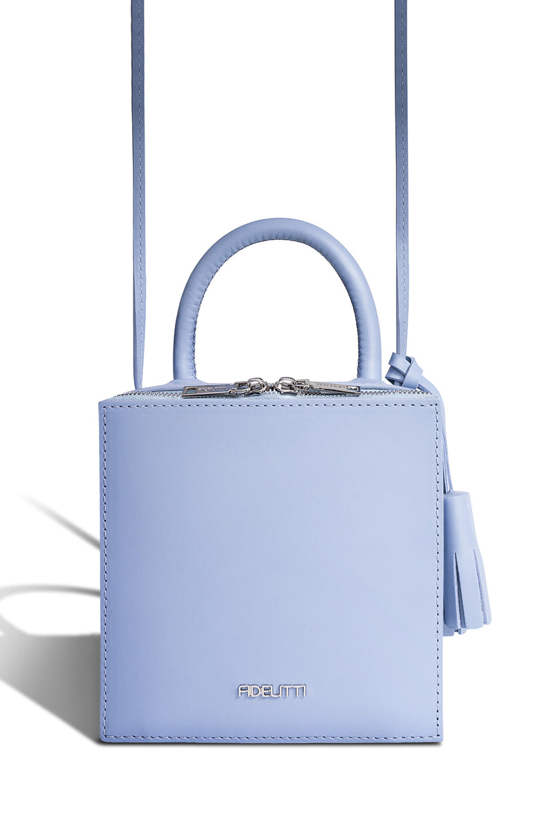 Woman Leather Cross Body Bag Lady Anne Cube Lightblue