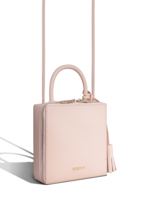 Woman Leather Crossbody Bag Lady Anne Cube Lightpink