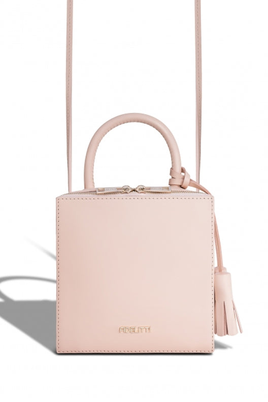 Woman Leather Crossbody Bag Lady Anne Cube Lightpink