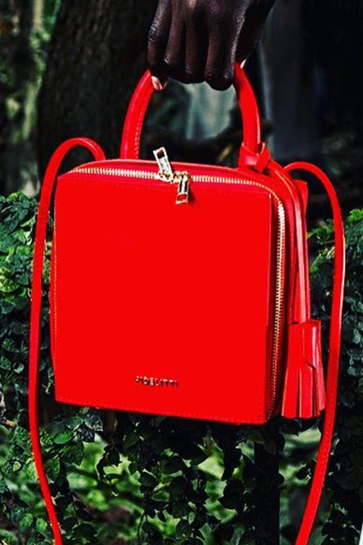 Woman Leather Cross Body Bag Lady Anne Cube Red