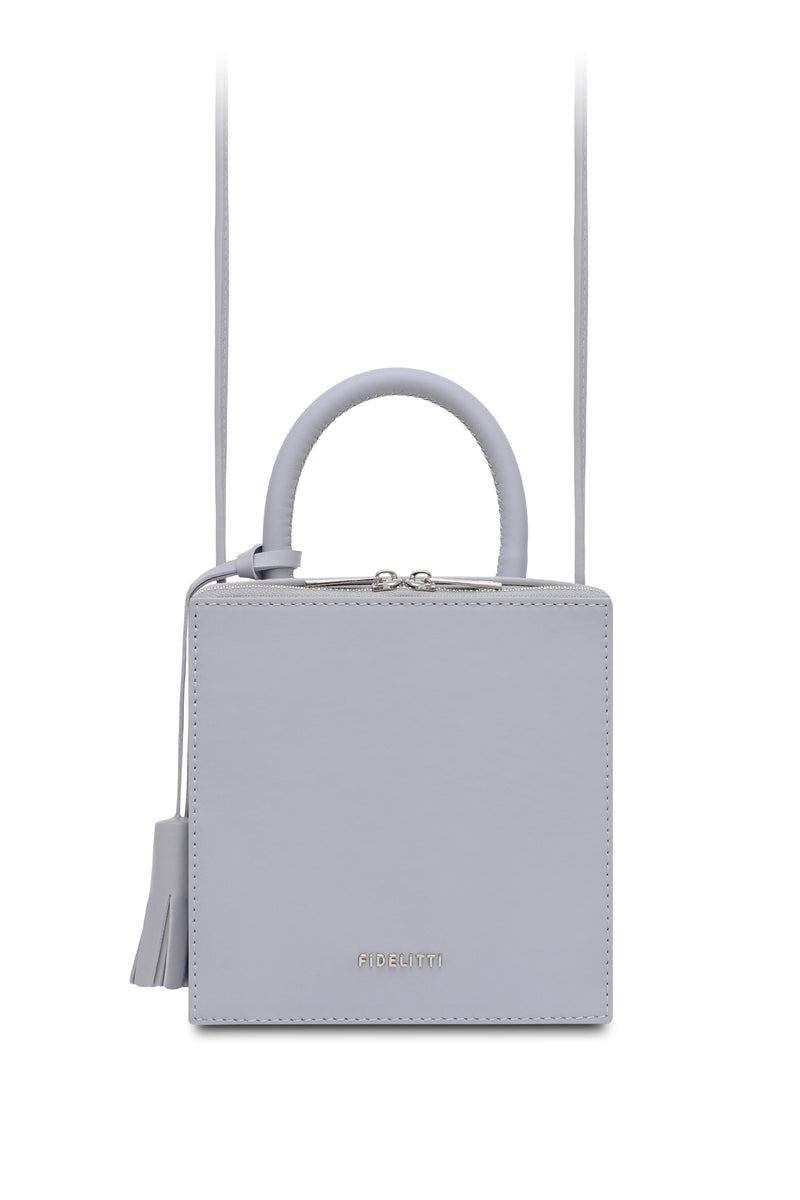 Woman Leather Crossbody Bag Lady Anne Cube Whitesmoke