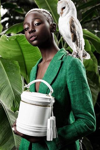 Woman Leather Cross Body Bag Lady Anne Barrel White