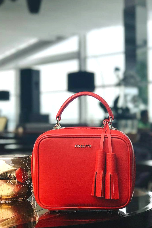 Woman Leather Cross Body Bag BonBon Dark Red