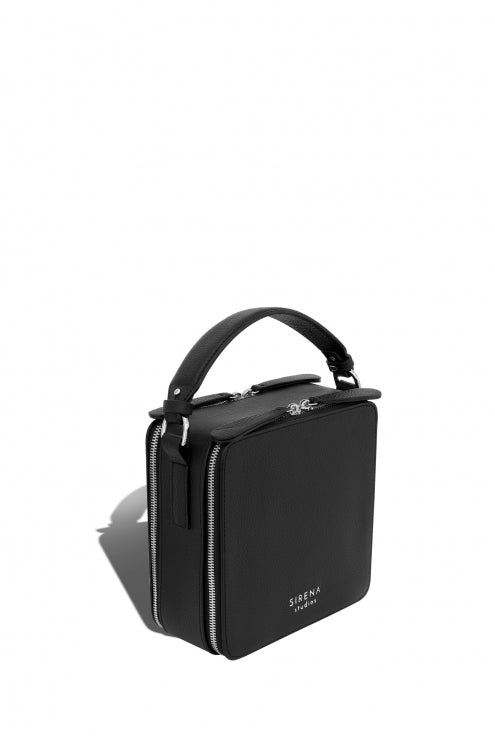 Woman Leather Cross Body Bag Lady Anne Double Cube Black
