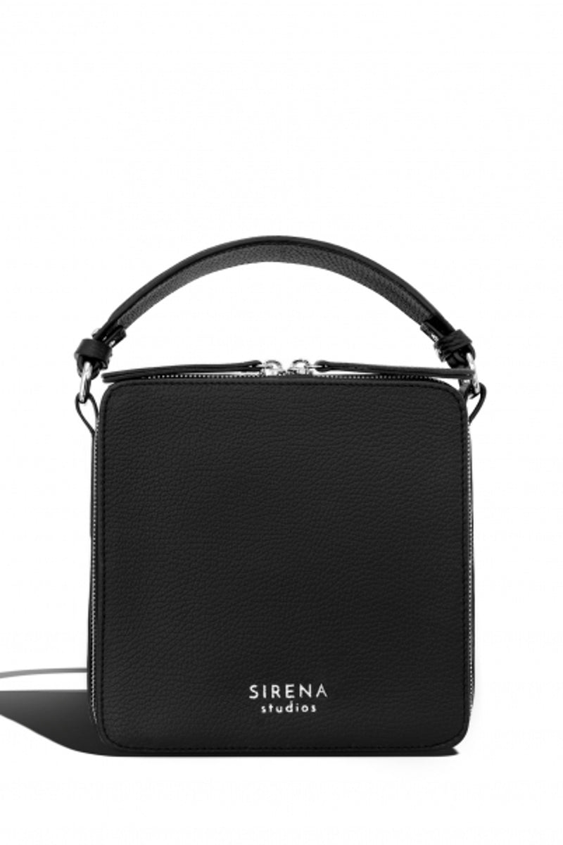 Woman Leather Cross Body Bag Lady Anne Double Cube Black