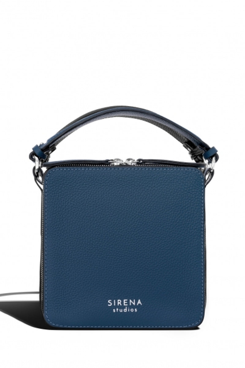 Woman Leather Cross Body Bag Lady Anne Double Cube Teal