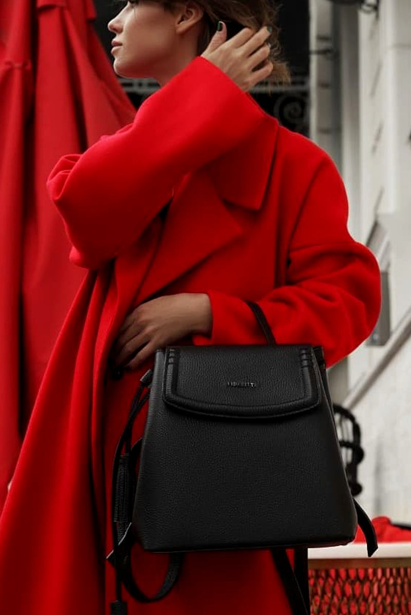 Woman Leather Backpack Lady Anne Glory Black