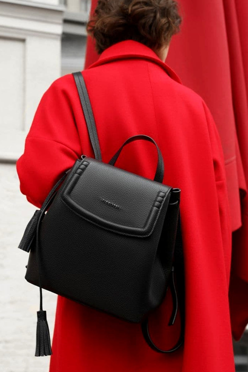 Woman Leather Backpack Lady Anne Glory Black