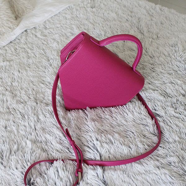 Woman Leather Handbag Lady Anne Triangolo Сrimson