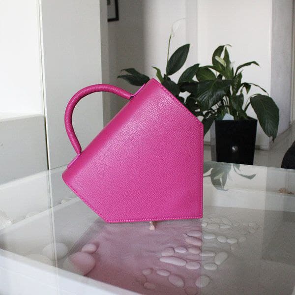 Woman Leather Handbag Lady Anne Triangolo Сrimson