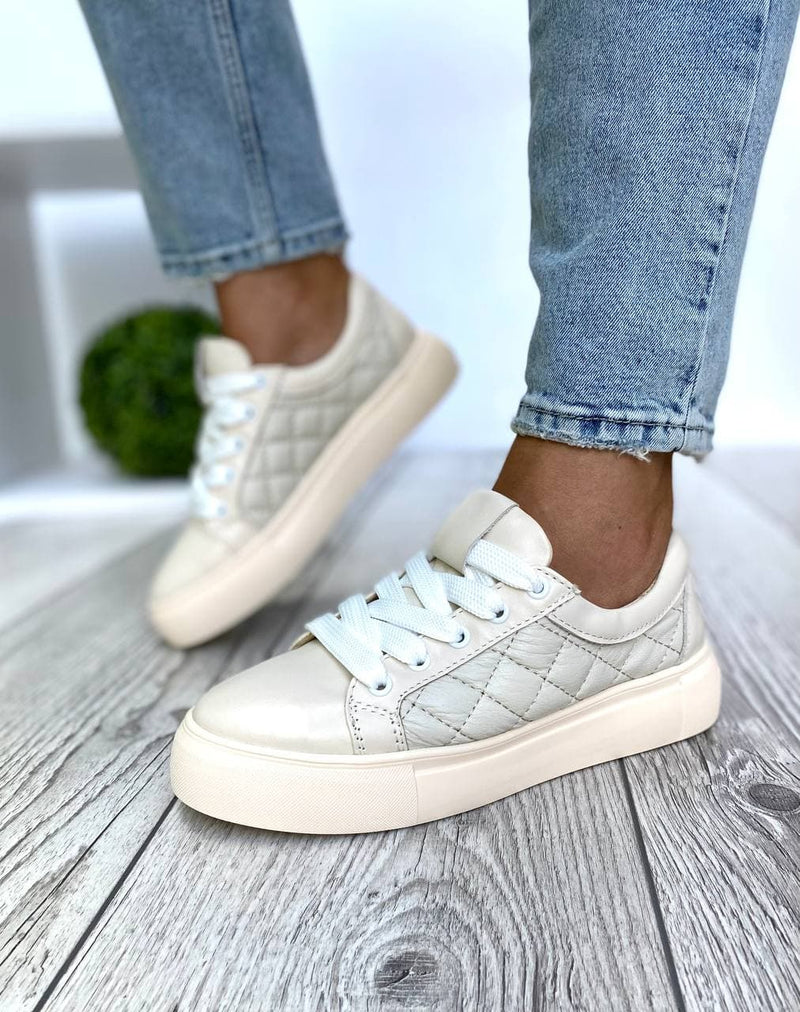 Women Leather Sneakers 1544 Beige