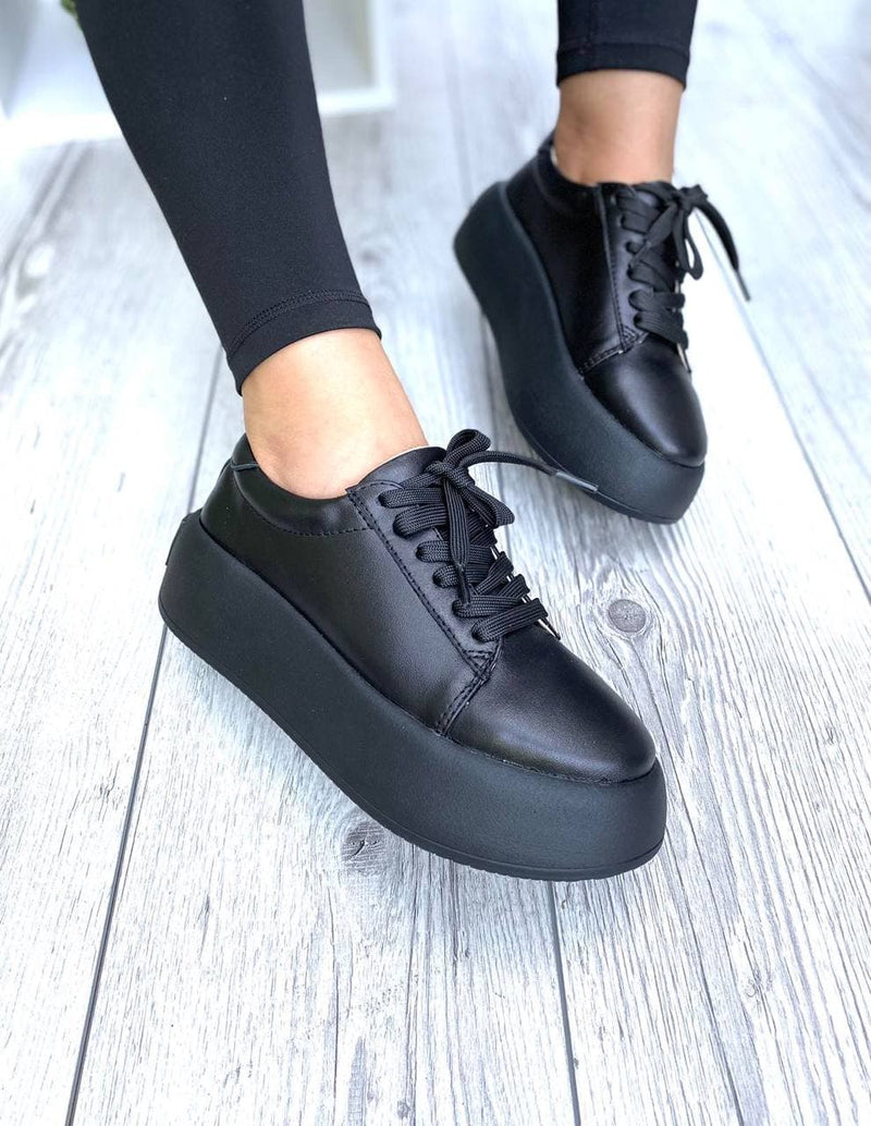 Women Leather Sneakers 1542 Black