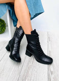 Women Leather Ankle Boots Demi-season Black