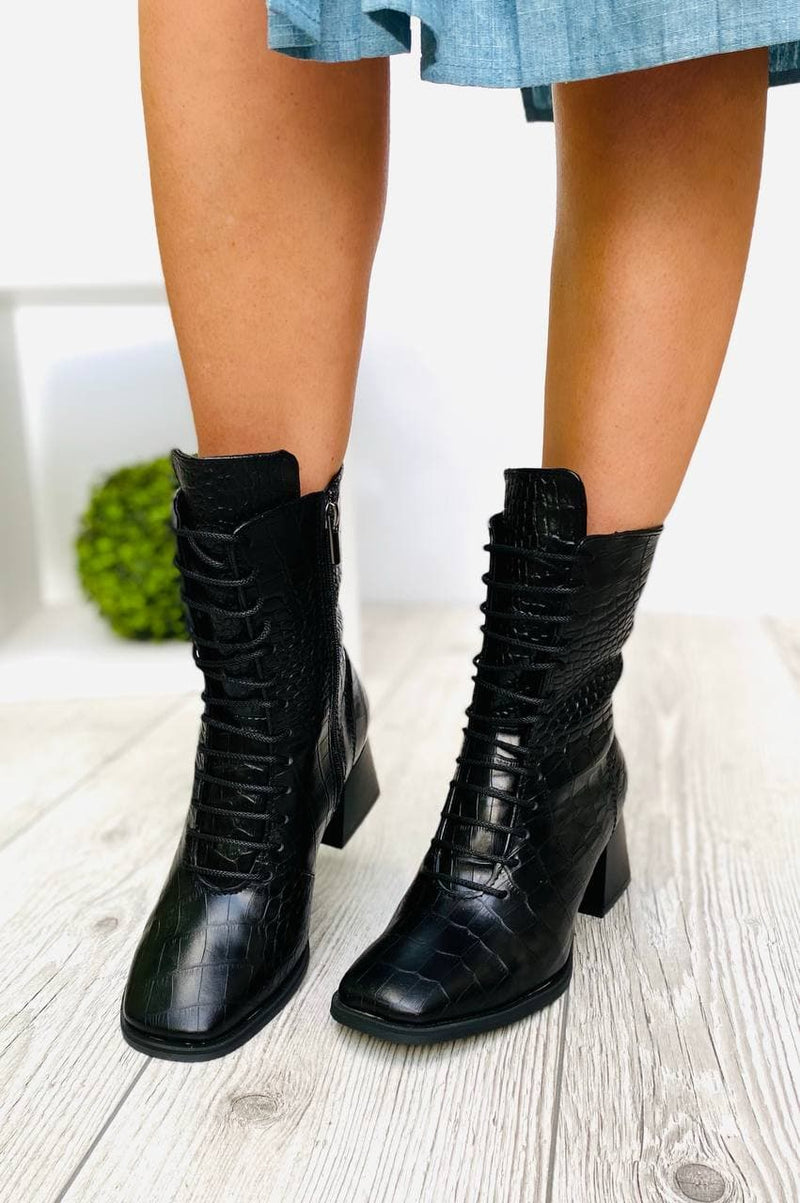 Women Leather Ankle Boots Demi-season Black