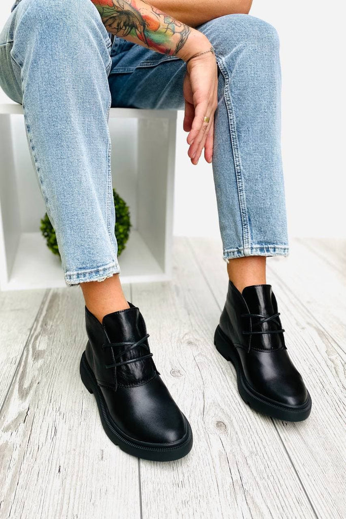 Women Demi-season Leather Boots Black