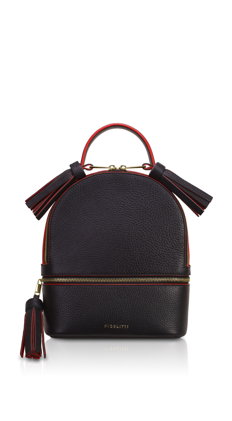 Woman Leather Backpack Lady Anne 'GO GO' Black & Red
