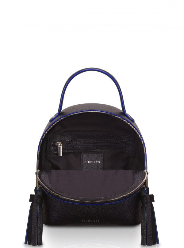 Woman Leather Backpack Lady Anne 'GO GO' Black & Blue